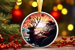 Stained Glass Christmas Round Ornament Sublimation Product Image 2