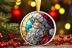 Stained Glass Christmas Round Ornament Sublimation Product Image 2