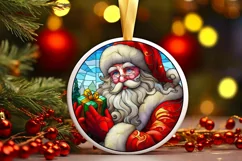 Stained Glass Christmas Round Ornament Sublimation Product Image 2