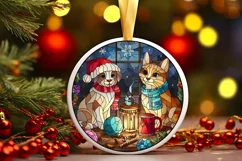 Stained Glass Christmas Round Ornament Sublimation Product Image 2
