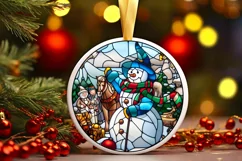 Stained Glass Christmas Round Ornament Sublimation Product Image 1