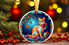 Stained Glass Christmas Round Ornament Sublimation Product Image 2
