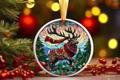 Stained Glass Christmas Round Ornament Sublimation Product Image 2