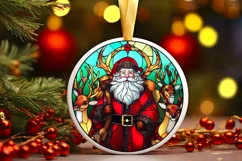 Stained Glass Christmas Round Ornament Sublimation Product Image 2