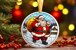 Stained Glass Christmas Round Ornament Sublimation Product Image 2