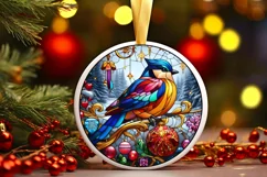 Stained Glass Christmas Round Ornament Sublimation Product Image 2