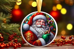 Stained Glass Christmas Round Ornament Sublimation Product Image 2