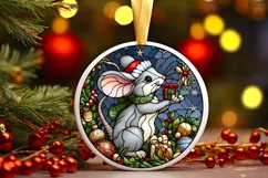 Stained Glass Christmas Round Ornament Sublimation Product Image 2