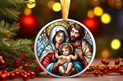 Stained Glass Christmas Round Ornament Sublimation Product Image 2