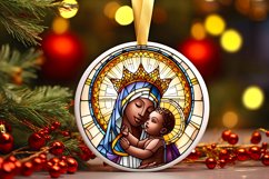 Stained Glass Christmas Round Ornament Sublimation Product Image 2