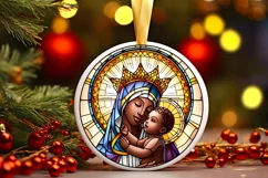Stained Glass Christmas Round Ornament Sublimation Product Image 2