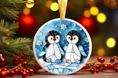 Stained Glass Christmas Round Ornament Sublimation Product Image 2