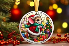 Stained Glass Christmas Round Ornament Sublimation Product Image 2