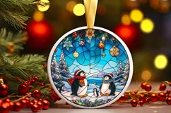 Stained Glass Christmas Round Ornament Sublimation Product Image 2