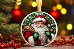 Stained Glass Christmas Round Ornament Sublimation Product Image 2