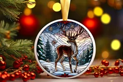 Stained Glass Christmas Round Ornament Sublimation Product Image 2