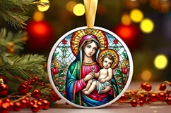 Stained Glass Christmas Round Ornament Sublimation Product Image 2
