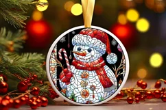 Stained Glass Christmas Round Ornament Sublimation Product Image 2