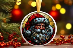 Stained Glass Christmas Round Ornament Sublimation Product Image 1