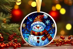 Stained Glass Christmas Round Ornament Sublimation Product Image 2
