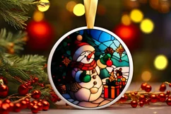 Stained Glass Christmas Round Ornament Sublimation Product Image 2