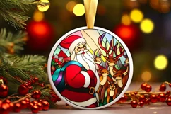 Stained Glass Christmas Round Ornament Sublimation Product Image 2
