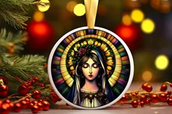 Stained Glass Christmas Round Ornament Sublimation Product Image 1