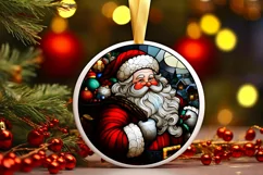 Stained Glass Christmas Round Ornament Sublimation Product Image 2