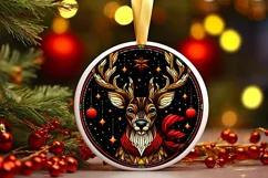 Stained Glass Christmas Round Ornament Sublimation Product Image 2