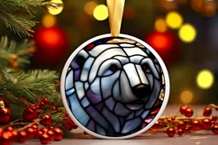 Stained Glass Christmas Round Ornament Sublimation Product Image 2