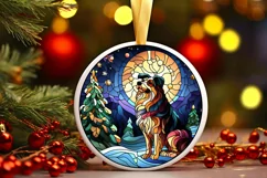 Stained Glass Christmas Round Ornament Sublimation Product Image 1