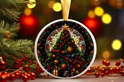 Stained Glass Christmas Round Ornament Sublimation Product Image 2