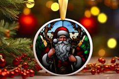 Stained Glass Christmas Round Ornament Sublimation Product Image 2