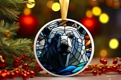 Stained Glass Christmas Round Ornament Sublimation Product Image 1