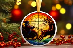 Stained Glass Christmas Round Ornament Sublimation Product Image 2