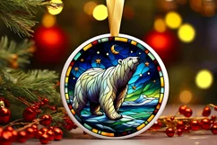 Stained Glass Christmas Round Ornament Sublimation Product Image 2