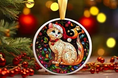 Stained Glass Christmas Round Ornament Sublimation Product Image 2