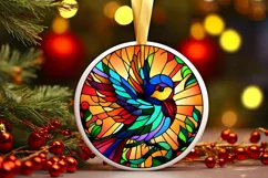 Stained Glass Christmas Round Ornament Sublimation Product Image 2
