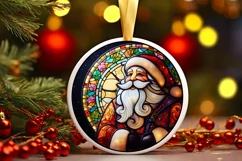 Stained Glass Christmas Round Ornament Sublimation Product Image 2