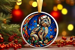 Stained Glass Christmas Round Ornament Sublimation Product Image 2