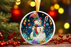 Stained Glass Christmas Round Ornament Sublimation Product Image 2