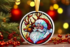 Stained Glass Christmas Round Ornament Sublimation Product Image 2