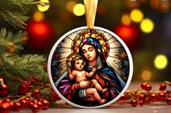 Stained Glass Christmas Round Ornament Sublimation Product Image 2