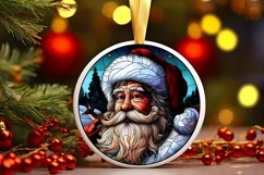 Stained Glass Christmas Round Ornament Sublimation Product Image 2