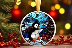 Stained Glass Christmas Round Ornament Sublimation Product Image 2