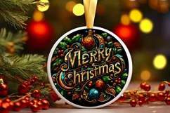 Stained Glass Christmas Round Ornament Sublimation Product Image 1