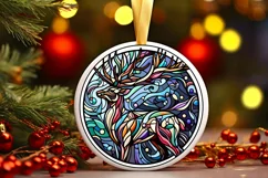 Stained Glass Christmas Round Ornament Sublimation Product Image 2