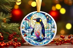 Stained Glass Christmas Round Ornament Sublimation Product Image 2