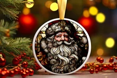 Stained Glass Christmas Round Ornament Sublimation Product Image 2