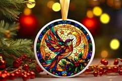 Stained Glass Christmas Round Ornament Sublimation Product Image 2